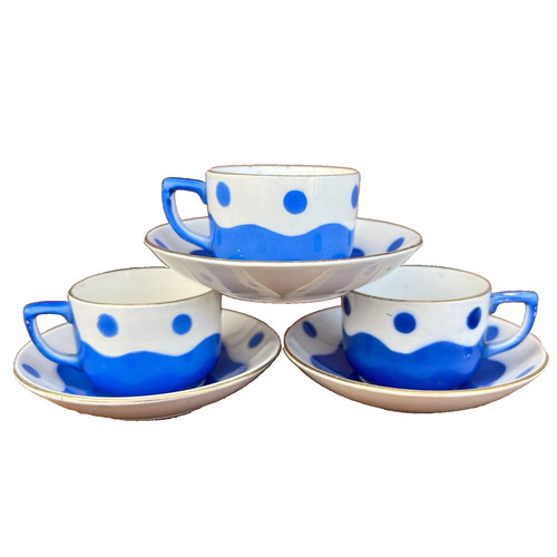 Tasses café pois - pois, bleu